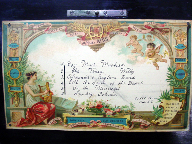 Swiss 6 Tune Music Box panel