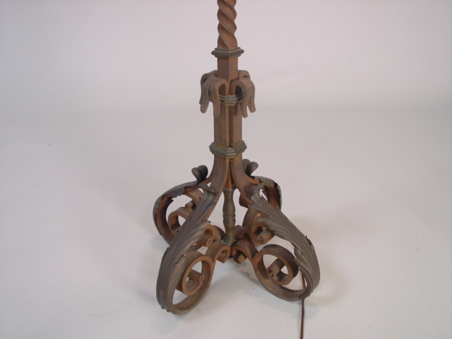 Wrought Iron Lamp w. parchment shade base detail