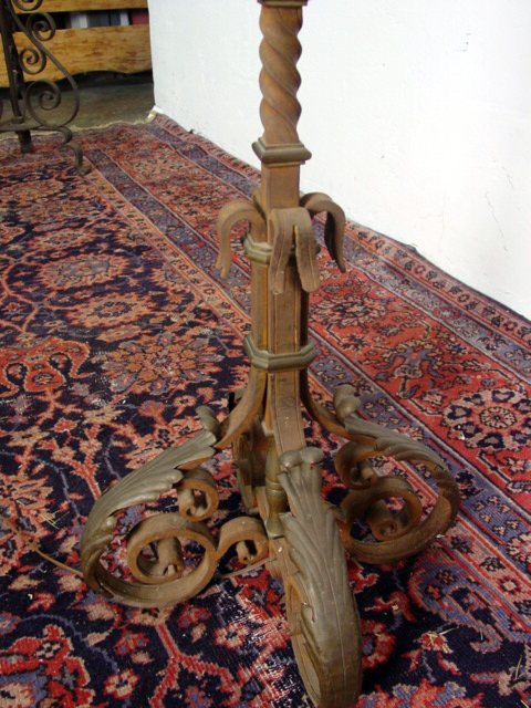 Wrought Iron Lamp w. parchment shade cu base