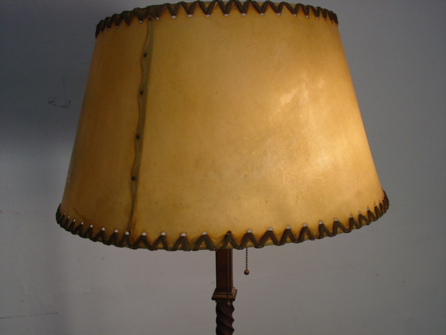 Wrought Iron Lamp w. parchment shade cu